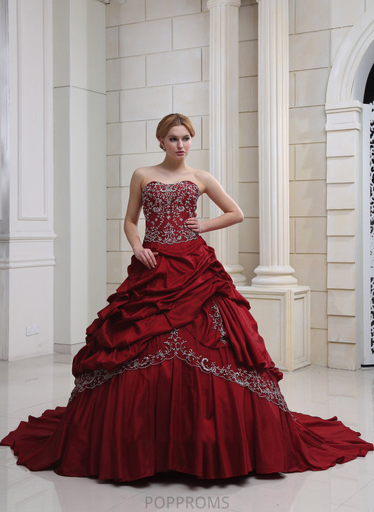 Wedding Embroidered Wedding Dresses Ball-Gown/Princess Dress With Taffeta Royal Beading Ruffle Sweetheart Train Denisse