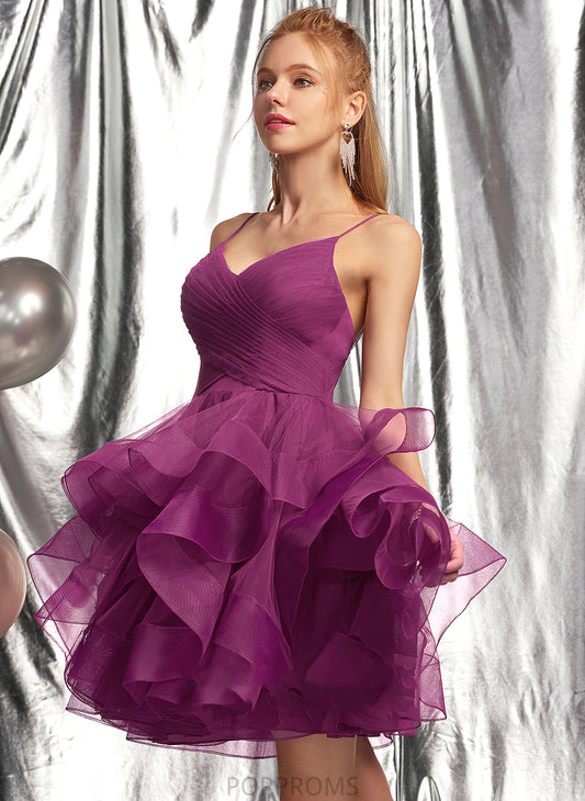 Homecoming Dresses Dress Short/Mini Tulle Homecoming Ball-Gown/Princess Carly V-neck