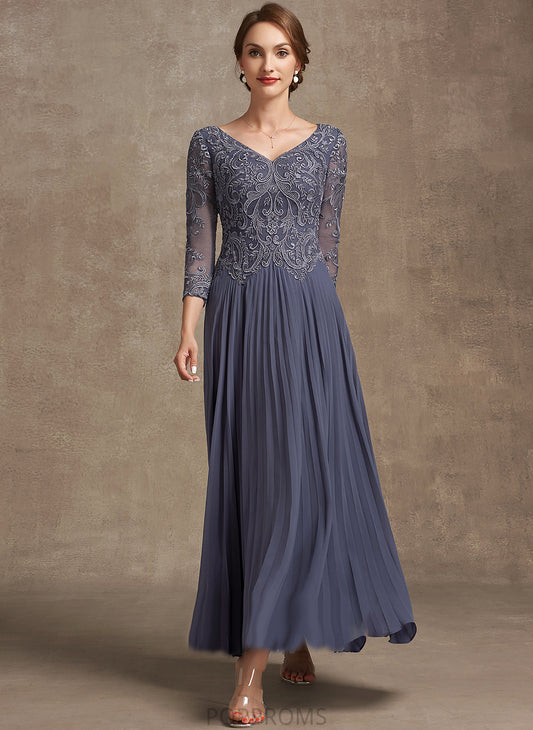 Mother of the Bride Dresses Bride the of Mother V-neck Chiffon A-Line Ankle-Length Lace Dress Charity