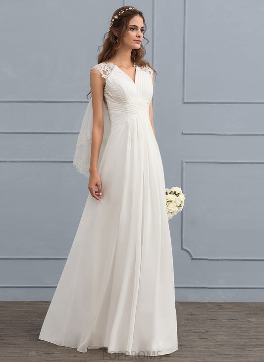 Wedding A-Line With Floor-Length Lace Chiffon Joanna Dress Wedding Dresses Ruffle Sweetheart