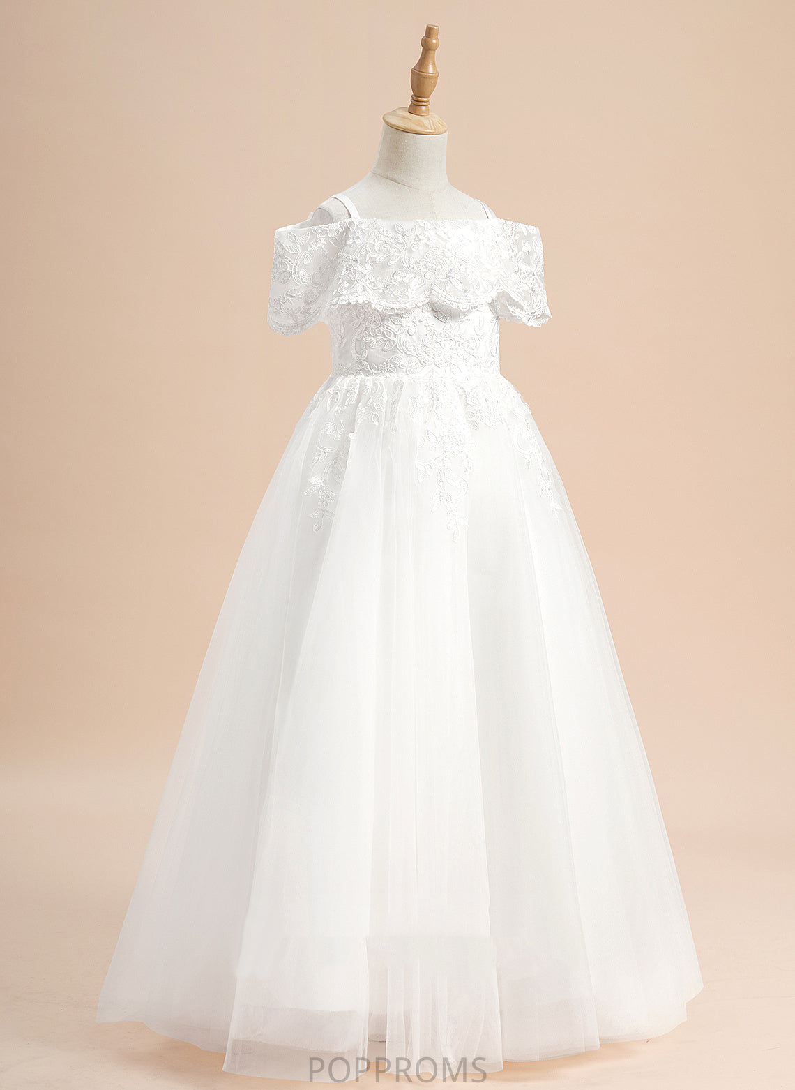 Short Girl Flower Tulle Sleeves - With Mia Lace Off-the-Shoulder Floor-length Flower Girl Dresses Ball-Gown/Princess Dress