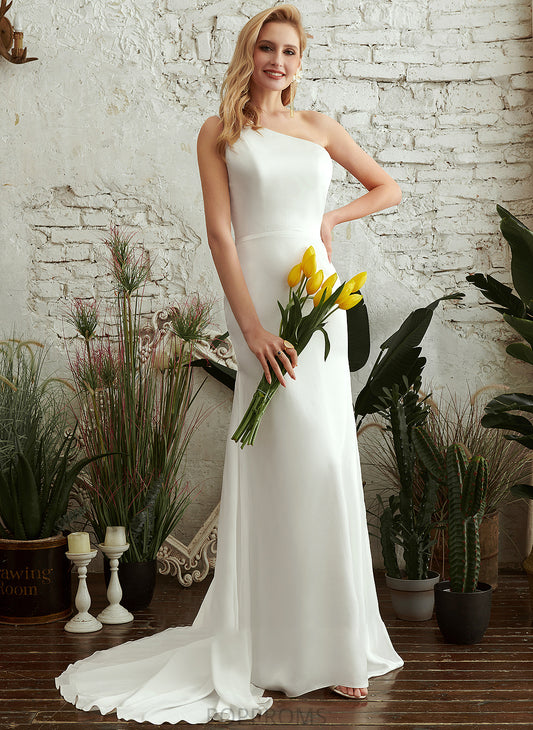 Sweep Dress One-Shoulder Wedding Dresses Kay Trumpet/Mermaid Wedding Train