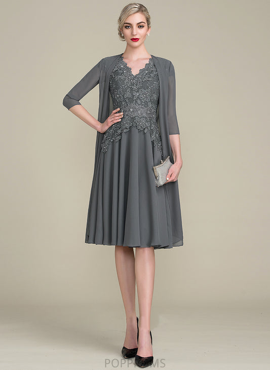 With Mother of the Bride Dresses Mother Knee-Length Dress A-Line Miriam V-neck the Beading of Bride