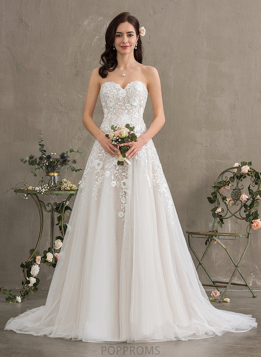 Ball-Gown/Princess Lace Dress Brenna Sweetheart Tulle Wedding Dresses Train Wedding Court