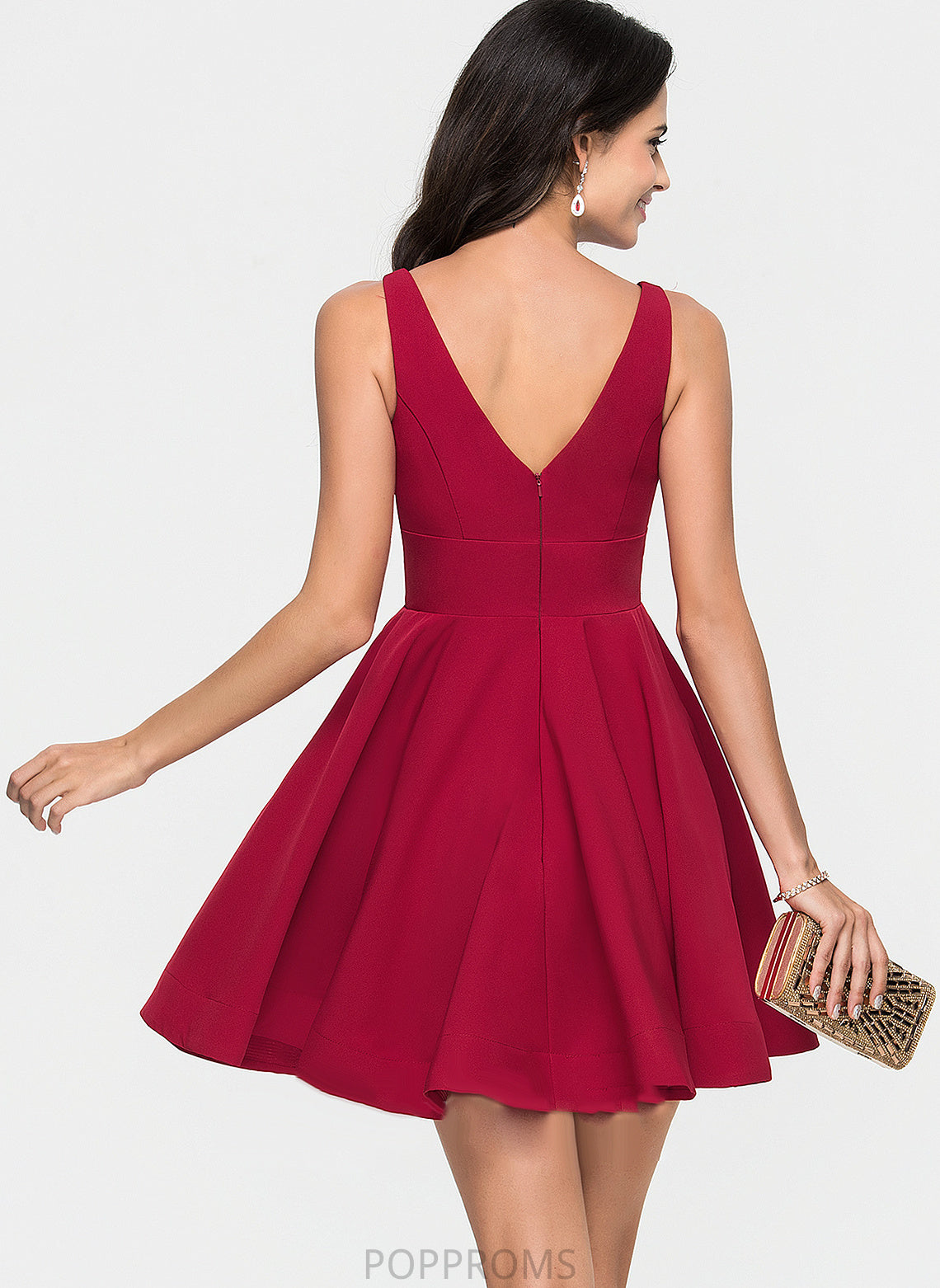 Stretch Genevieve V-neck Homecoming A-Line Homecoming Dresses Short/Mini Dress Crepe