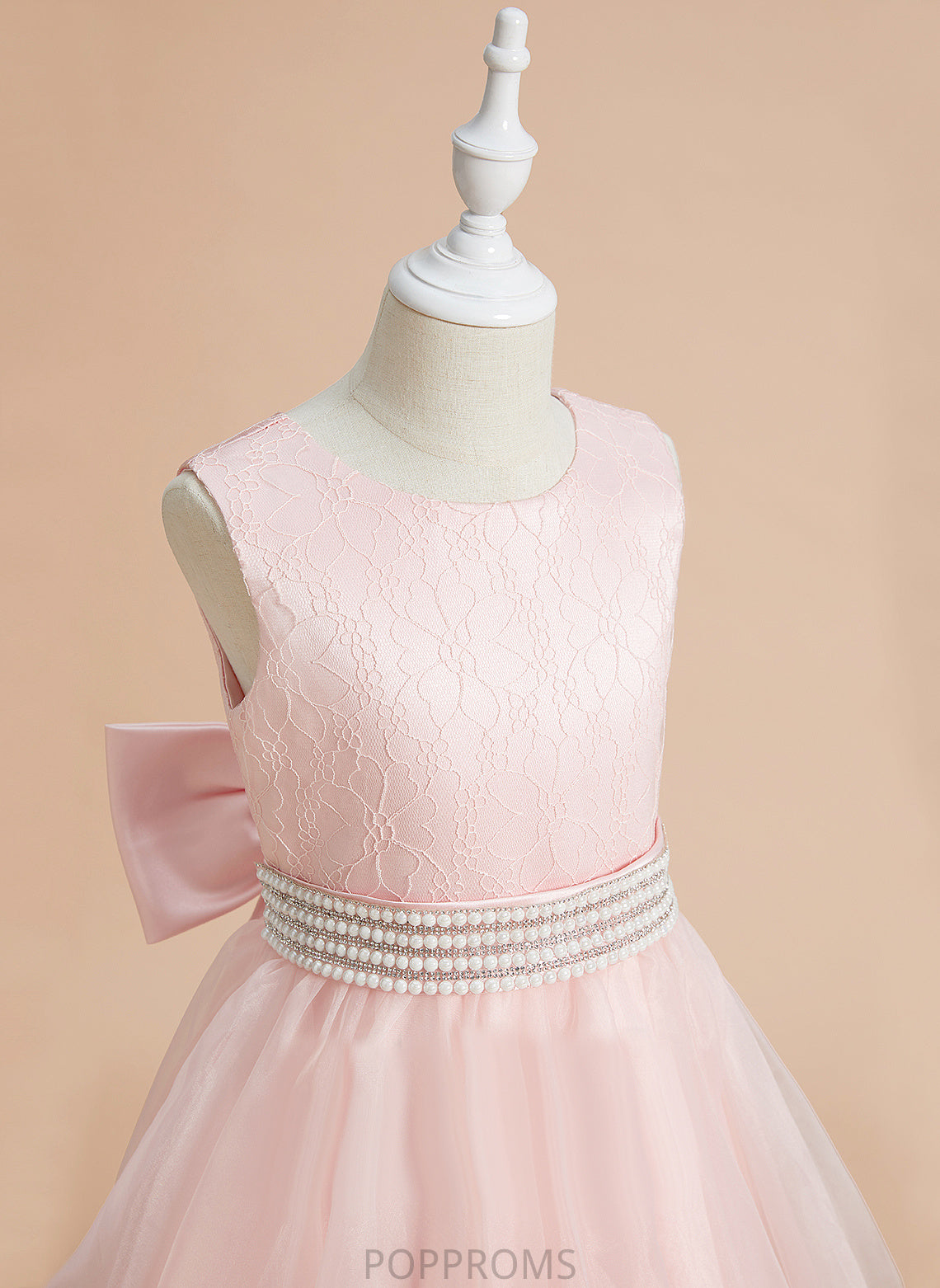 Dress Neck With Scoop Flower Girl Dresses Girl - Sleeveless Beading/Bow(s) Ball-Gown/Princess Iris Organza/Lace Flower Ankle-length