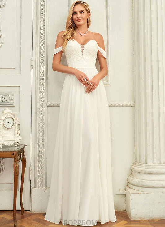 Floor-Length Wedding Dresses A-Line Wedding Chiffon Makaila Off-the-Shoulder Lace Dress