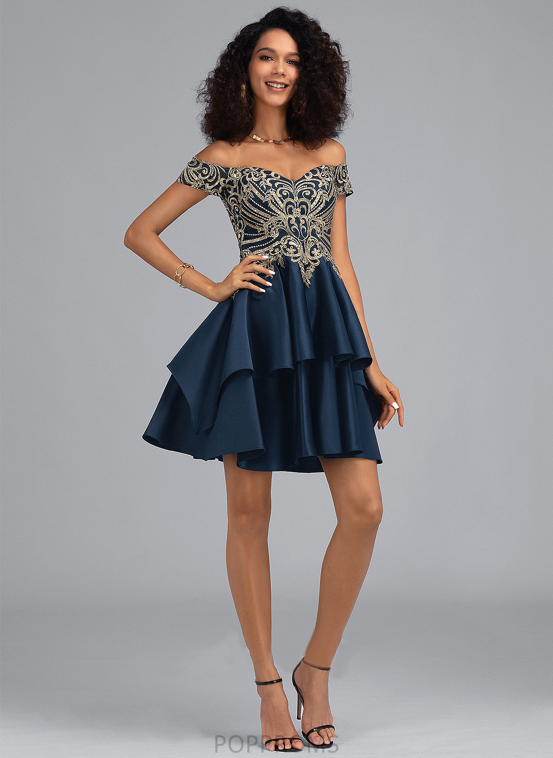 Rosalie Homecoming Dresses Short/Mini With A-Line Homecoming Dress Satin Off-the-Shoulder Lace