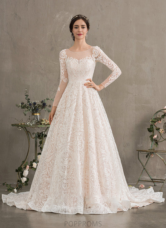 Court Dress Lace Train Ball-Gown/Princess Wedding Dresses Illusion Kaylah Wedding