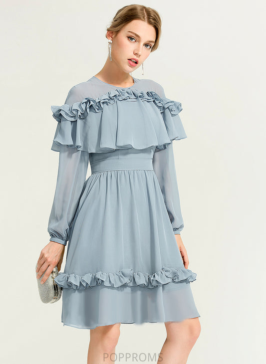 Scoop Cocktail A-Line Neck Chiffon Noemi Cocktail Dresses Dress Knee-Length