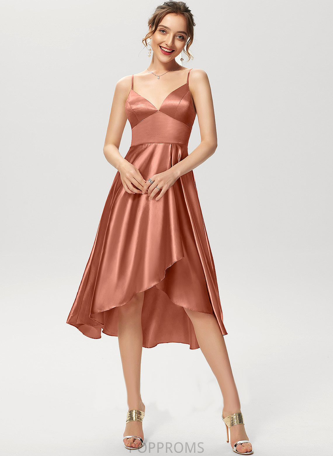 Precious Cocktail V-neck Cocktail Dresses Asymmetrical Rayon A-Line Dress