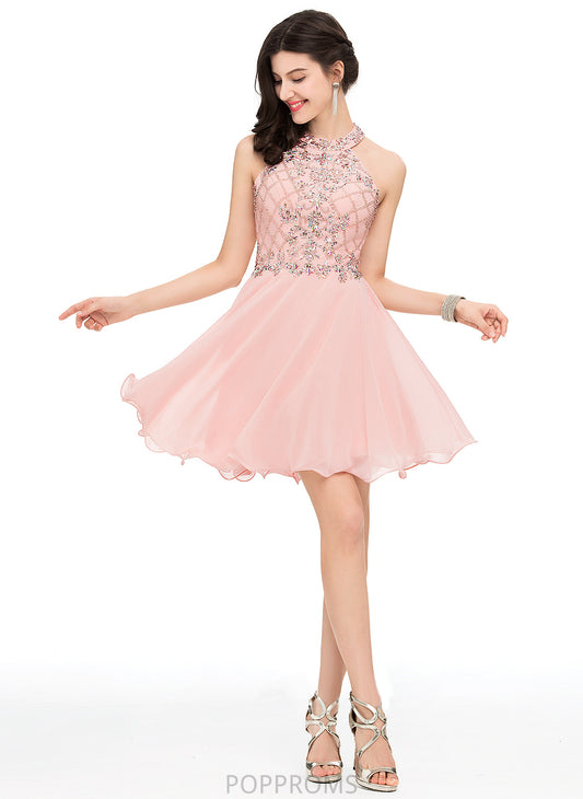 Chiffon Neveah Dress Neck With Short/Mini Scoop A-Line Beading Sequins Homecoming Dresses Homecoming