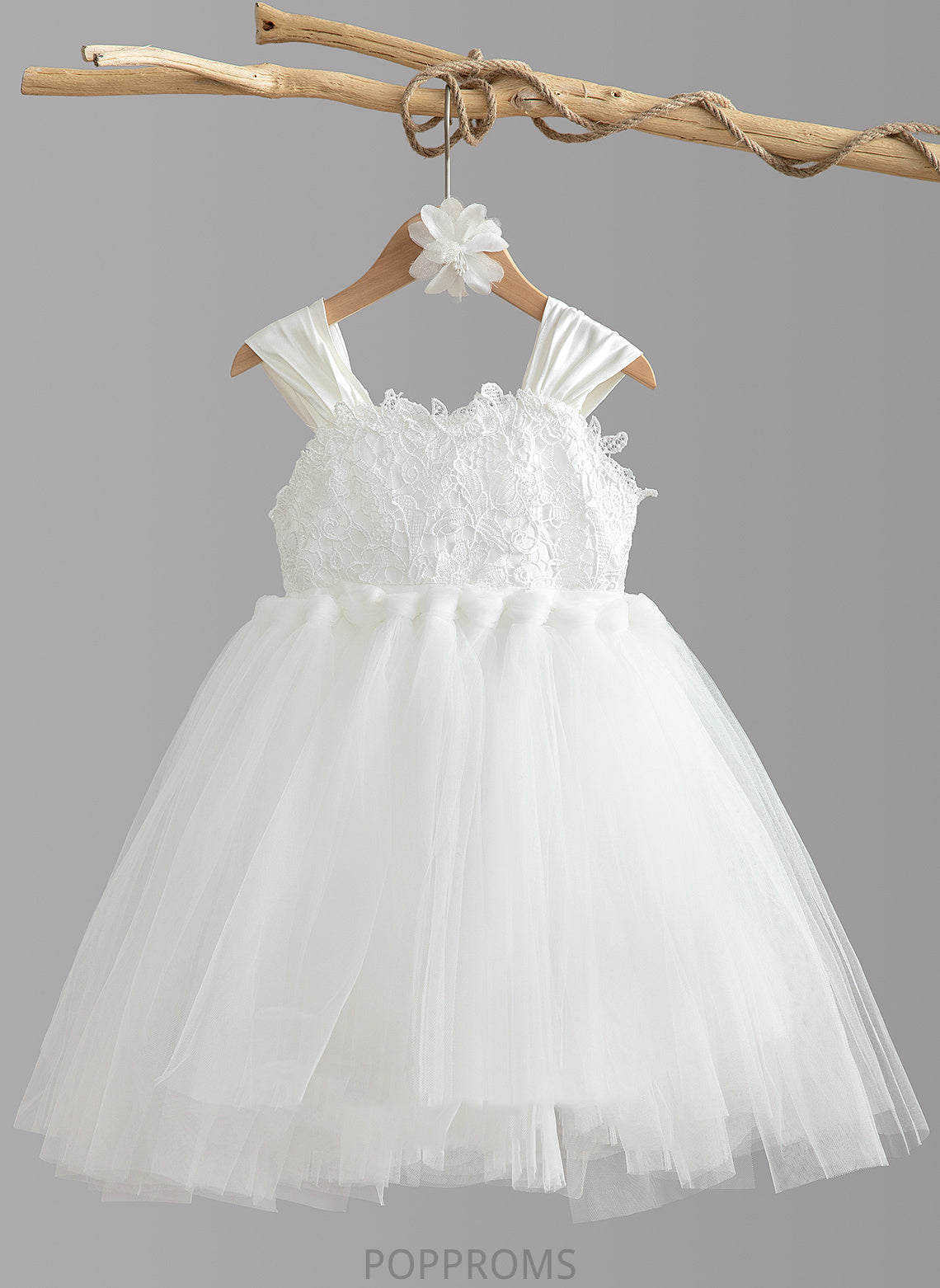 With Square Flower Dress Neckline Knee-length Viv Sleeveless - Ball-Gown/Princess Girl Flower Girl Dresses Bow(s) Tulle