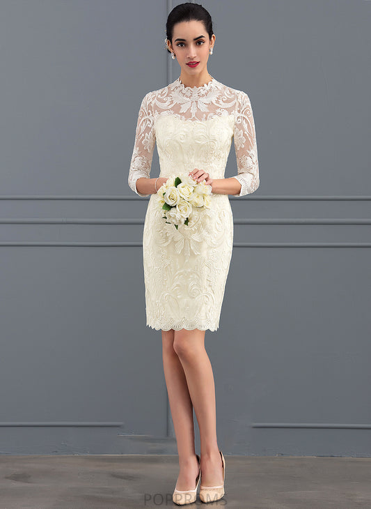 Wedding Dresses Knee-Length Neck Lace Wedding Dress High Sheath/Column Maddison