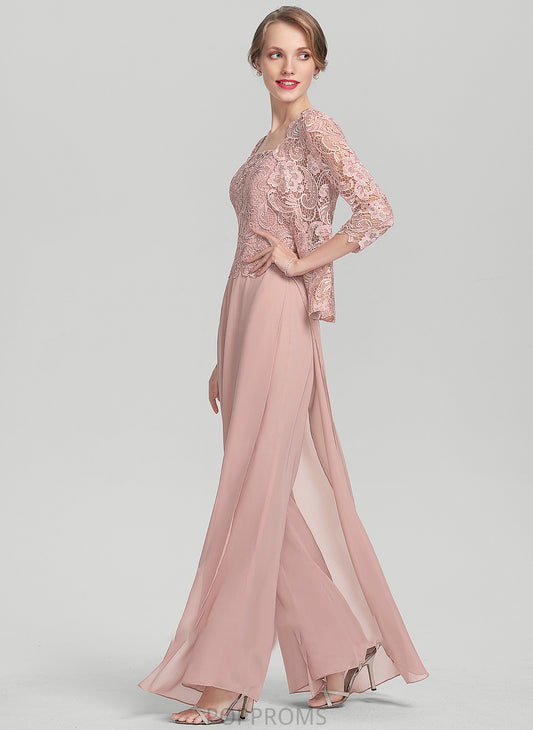 Neckline Dress Floor-Length Chiffon Mother of the Bride Dresses Square Paris of Bride the Lace Mother Jumpsuit/Pantsuit