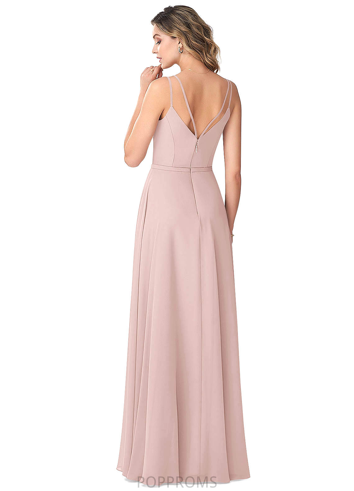 Zariah Tea Length Spaghetti Staps Natural Waist Satin Sleeveless Sheath/Column Bridesmaid Dresses