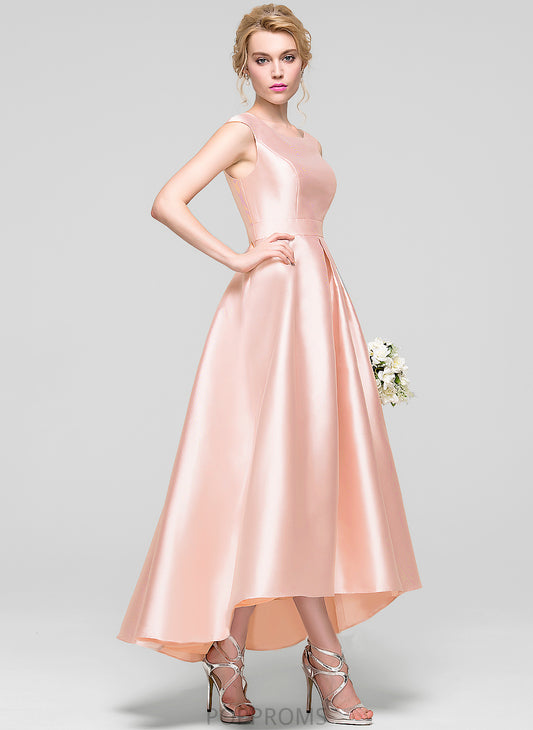 Scoop A-Line Neck Pauline Dress Cocktail Dresses Asymmetrical Cocktail Satin