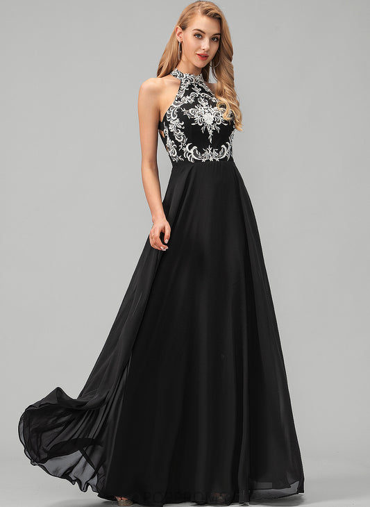 Prom Dresses A-Line Chiffon Scoop Kenya Floor-Length