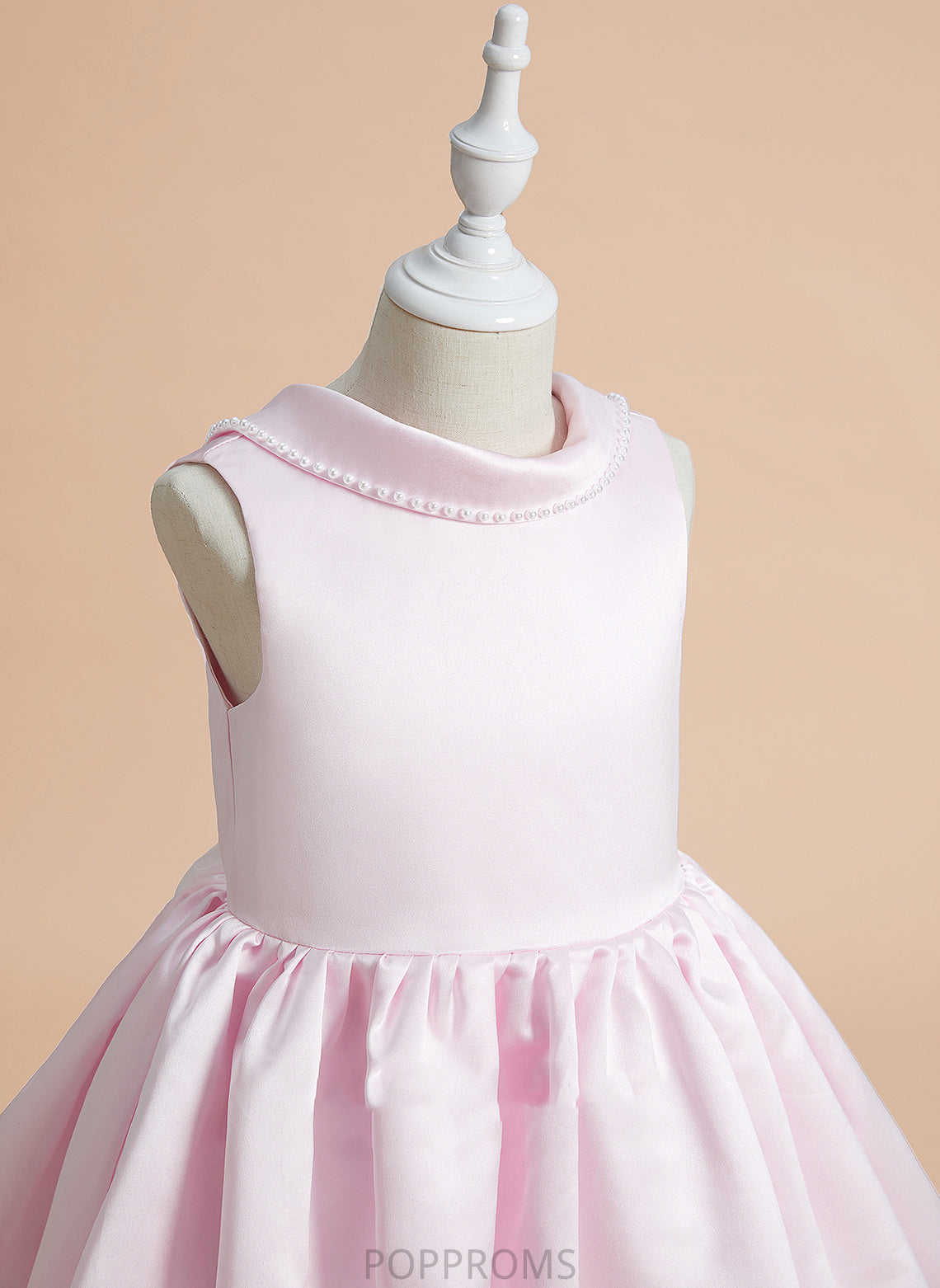 A-Line - Knee-length Girl Scoop Flower Girl Dresses Dress Satin Neck Flower Beading/Bow(s) Sleeveless With Erica