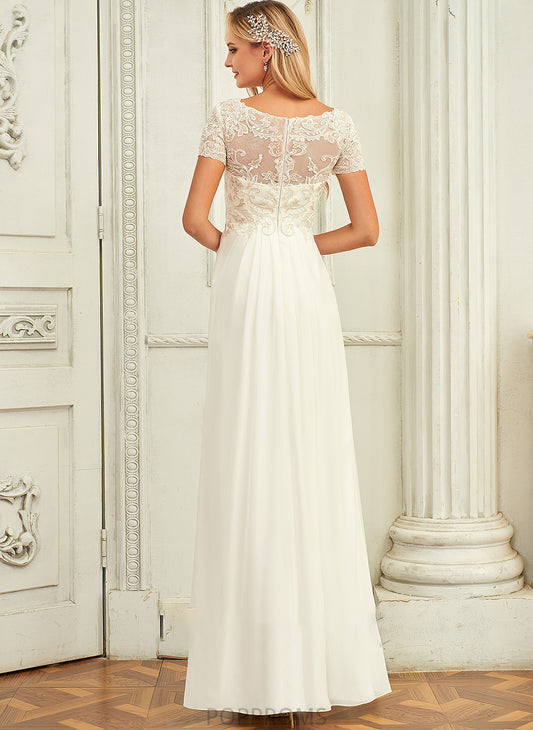 Dress With V-neck Wedding Madeline Floor-Length A-Line Wedding Dresses Lace Lace Chiffon