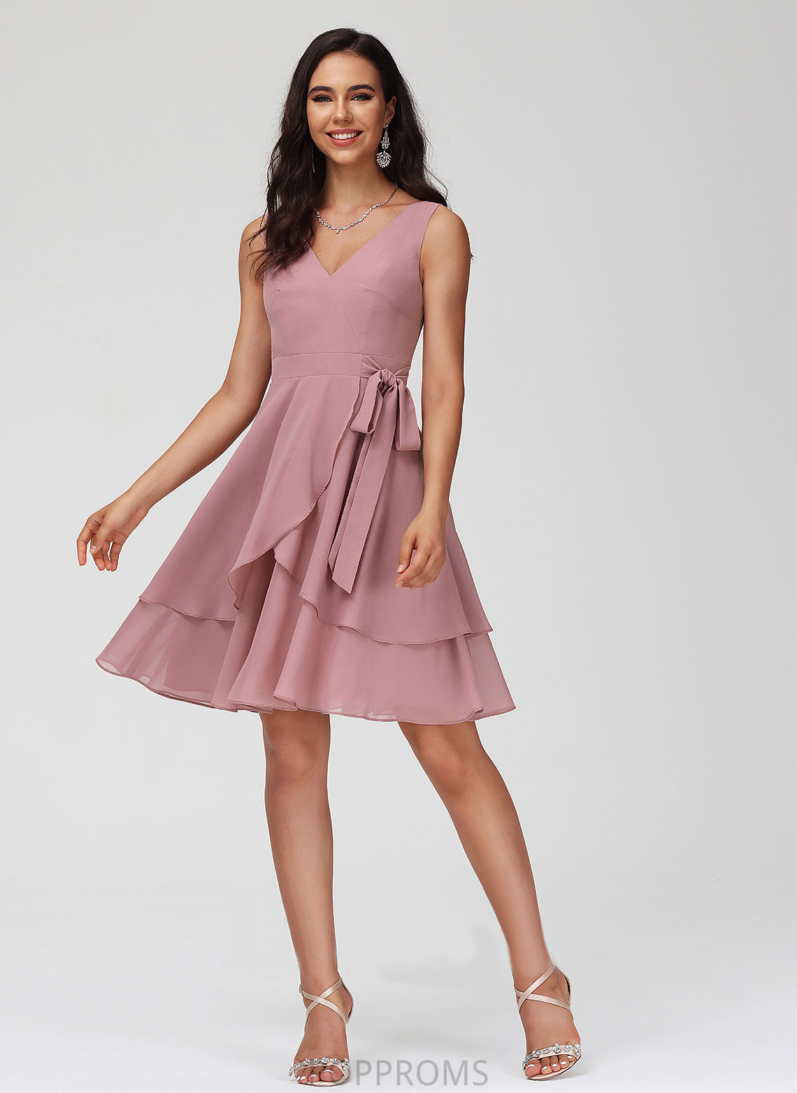 Chiffon Homecoming A-Line Ruffle V-neck Short/Mini Dress Alexia Homecoming Dresses With