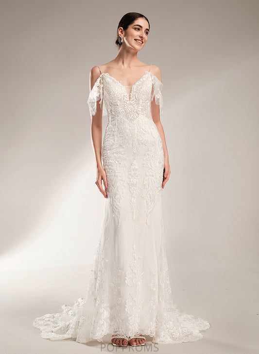 Beading Wedding Dresses With Chapel Sequins Train V-neck Trumpet/Mermaid Wedding Dress Sophia