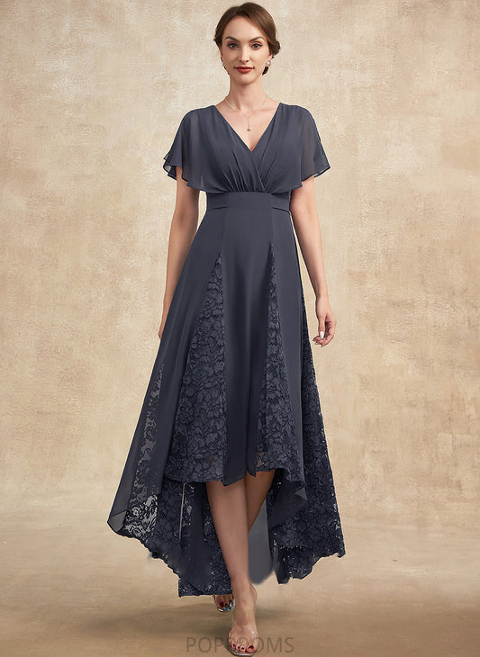 Chiffon V-neck of Bride With Mother Lace the Ruffle Rylie Mother of the Bride Dresses Asymmetrical Dress A-Line