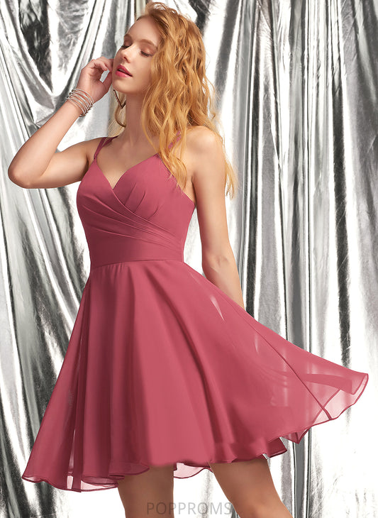 Dress Short/Mini A-Line With Homecoming Dresses V-neck Homecoming Chiffon Ruffle Keira