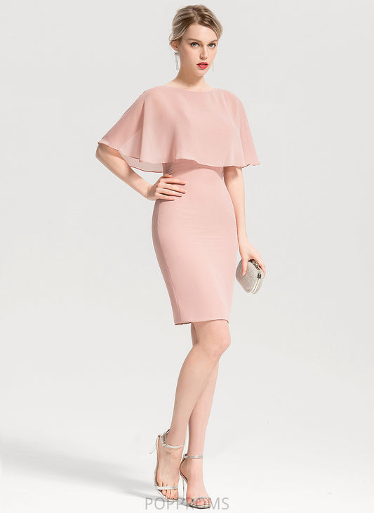 Chiffon Knee-Length Neck With Sheath/Column Cocktail Dresses Scoop Cascading Kaelyn Ruffles Cocktail Dress