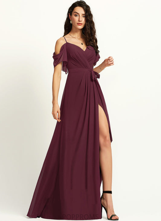 Floor-Length V-neck With Chiffon Prom Dresses Ruffle Jasmin A-Line