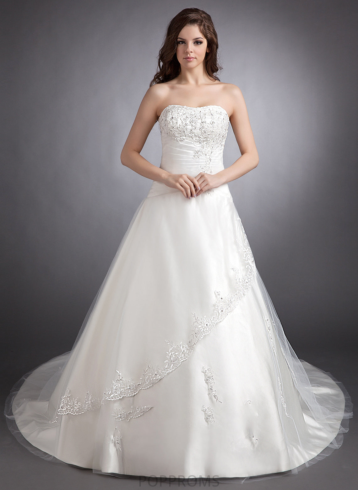 Wedding Dresses Novia Lace Chapel Wedding Sweetheart Dress Train Ball-Gown/Princess With Satin Beading