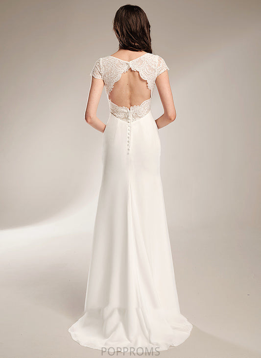 Vivian Lace With Sheath/Column V-neck Sweep Train Dress Wedding Dresses Wedding