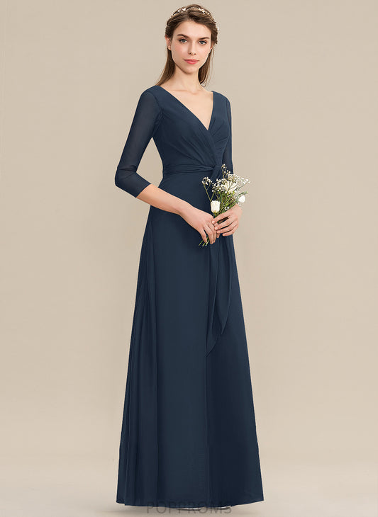 V-neck Length Bow(s) Ruffle Silhouette Fabric Floor-Length Embellishment A-Line Neckline Hedda Empire Waist Bridesmaid Dresses