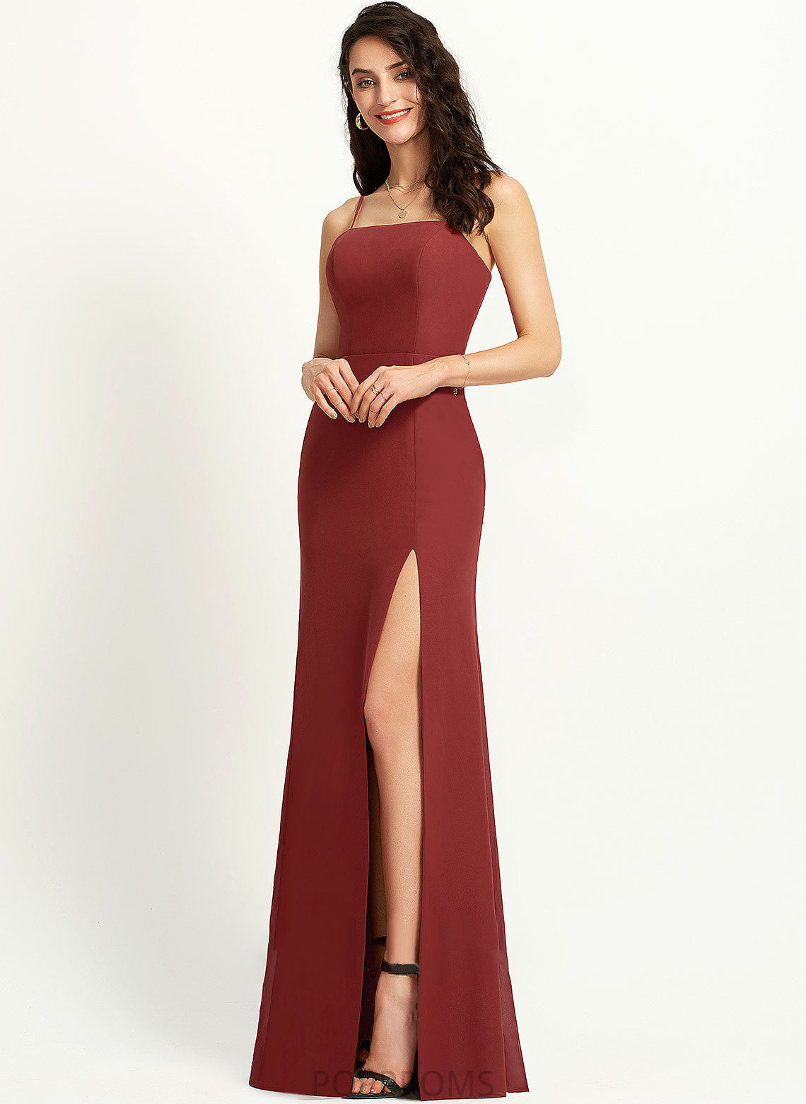 With Split Sheath/Column Prom Dresses Neckline Square Front Trudie Floor-Length