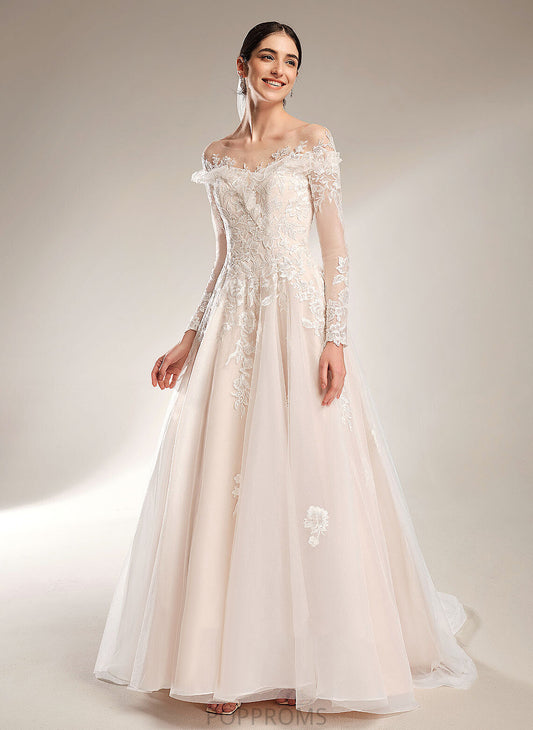 Wedding Dresses Lace Wedding Sequins Ball-Gown/Princess Ariel Dress Court With Tulle Train Off-the-Shoulder