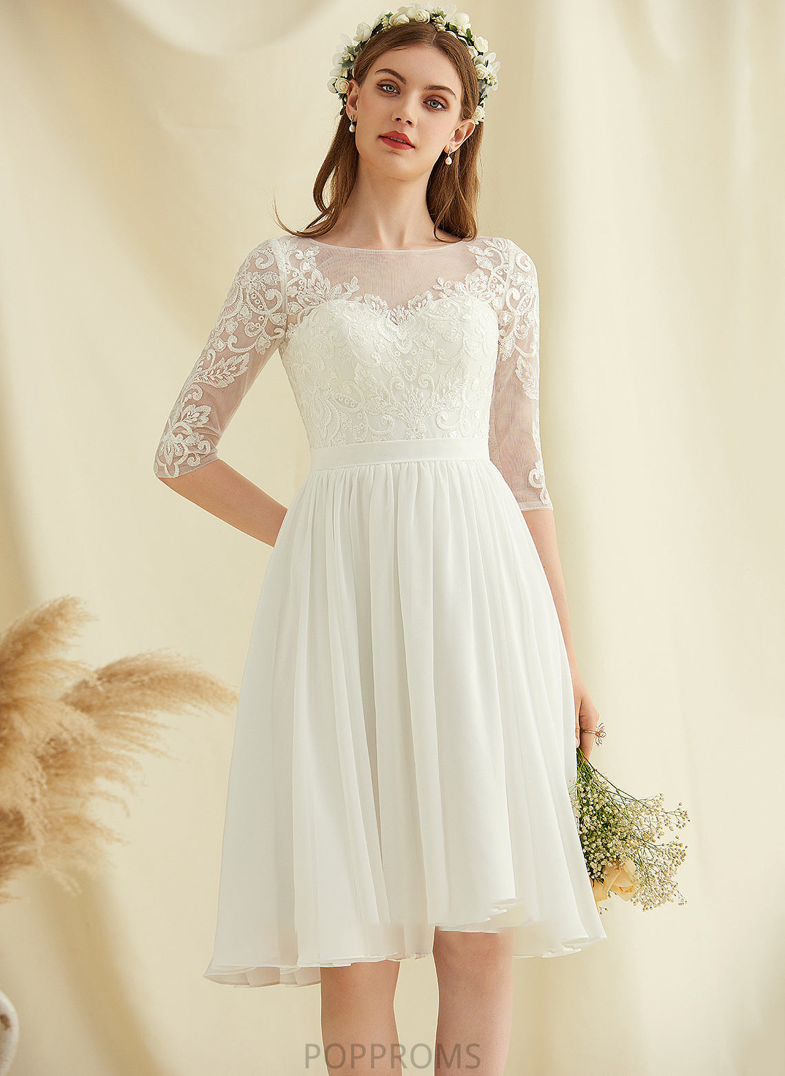 Sequins Hilda Wedding Wedding Dresses With Dress Chiffon Lace Knee-Length A-Line