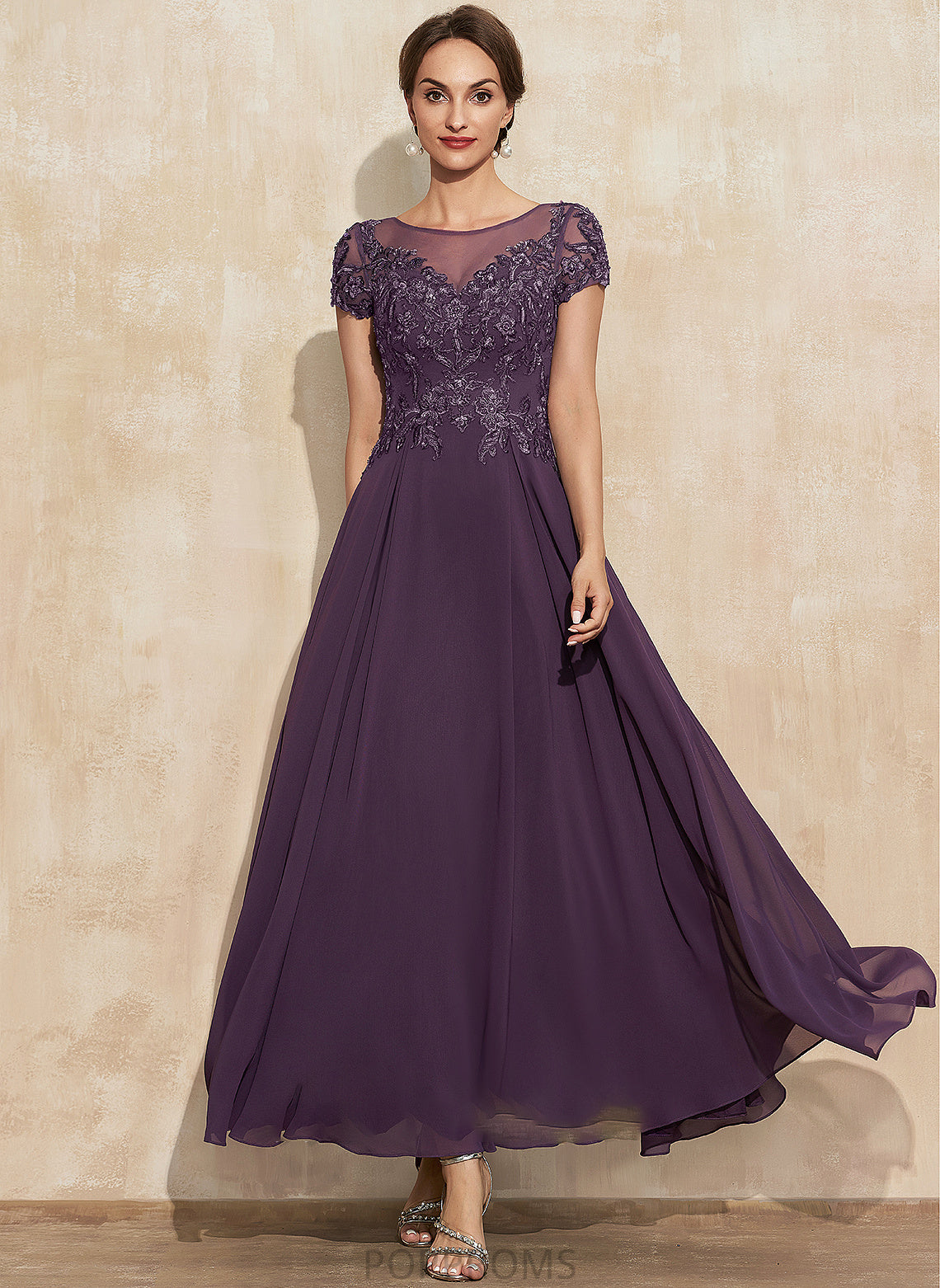 A-Line the Scoop Sequins Neck Lace Mother Ankle-Length Bride With Mother of the Bride Dresses Chiffon of Dress Hayden