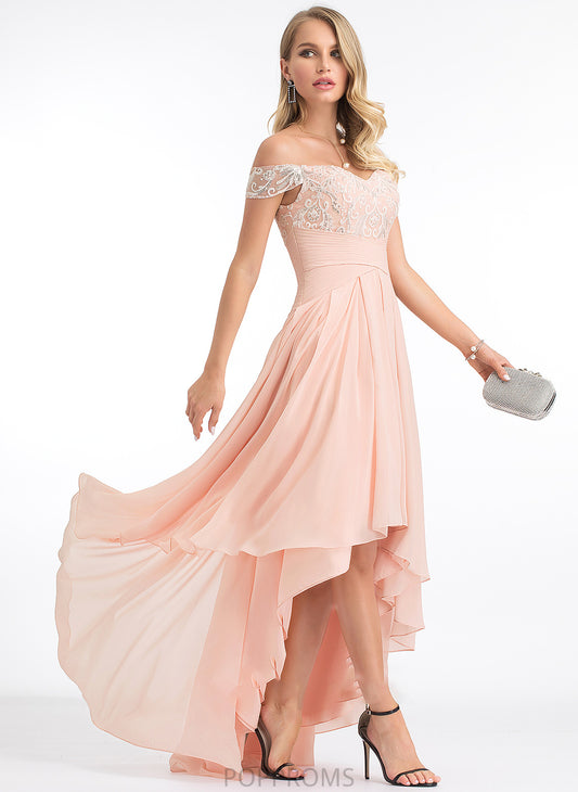 Prom Dresses With Off-the-Shoulder Sequins Chiffon Asymmetrical Destiny A-Line