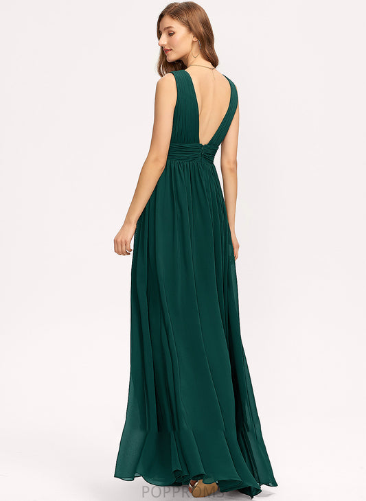 Floor-Length With Front Miracle Chiffon Prom Dresses V-neck Split A-Line