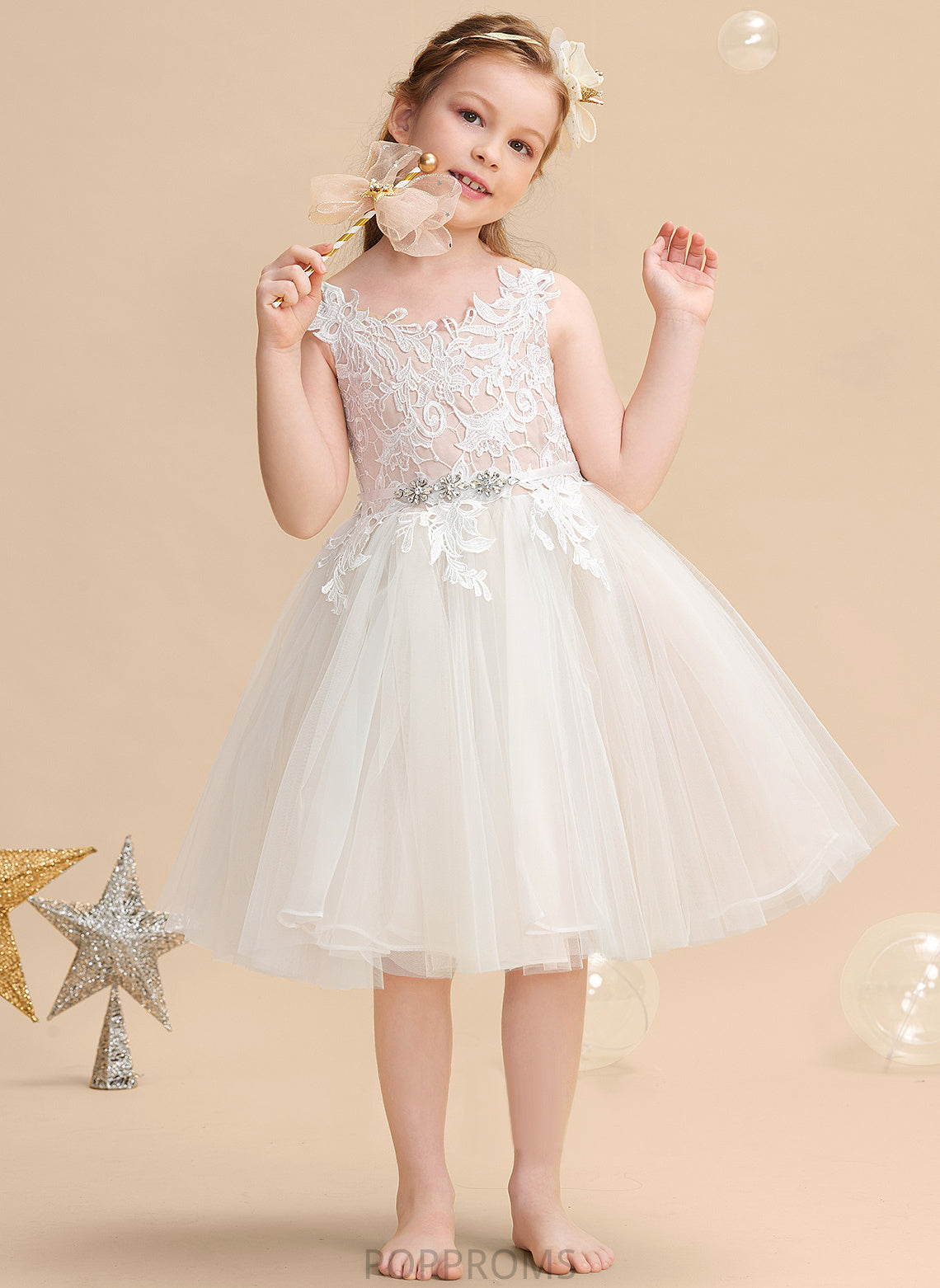 Flower A-Line Tulle/Lace Adison Straps Knee-length - Flower Girl Dresses Dress Sleeveless Girl