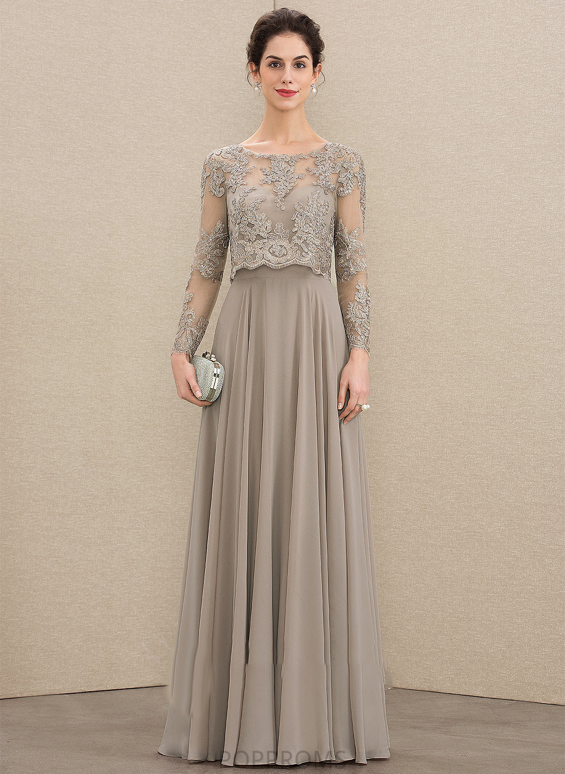 Neck Mother of the Bride Dresses the Lace Chiffon Scoop of Dress Mother A-Line Sequins With Bride Floor-Length Claire