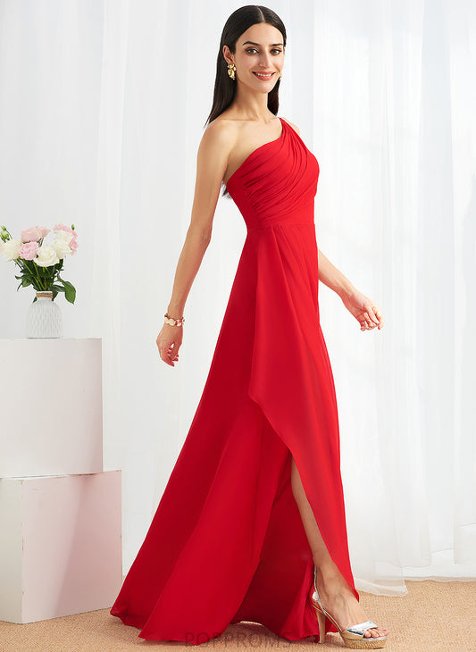 A-Line Neckline Silhouette Length Ruffle Floor-Length Embellishment One-Shoulder Fabric SplitFront Annabelle One Shoulder Bridesmaid Dresses