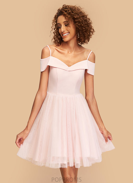 A-Line Off-the-Shoulder Dress V-neck Maribel Homecoming Dresses Homecoming Short/Mini Tulle