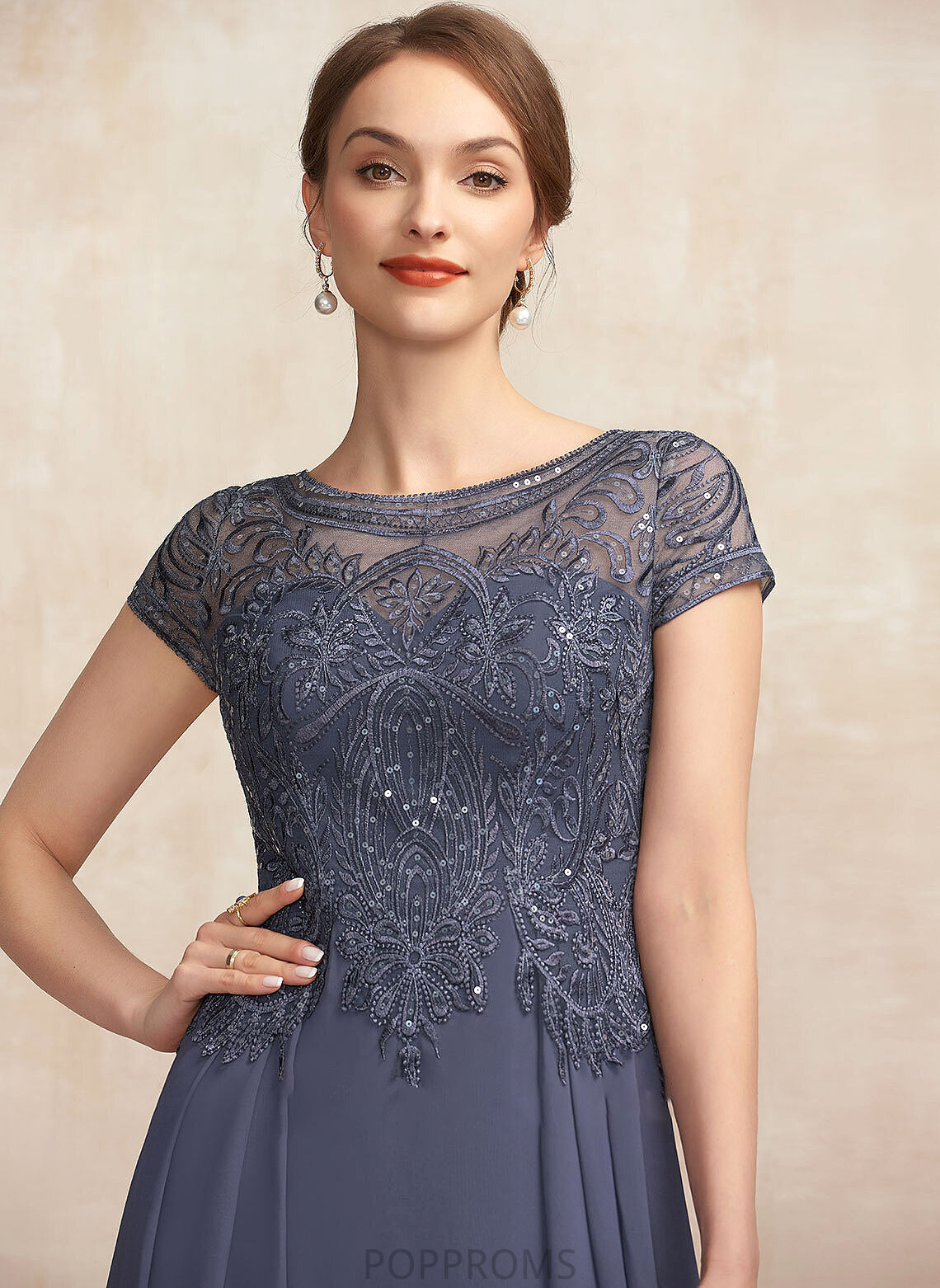 Mother of the Bride Dresses the Bride Mother Neck Sequins Scoop Asymmetrical A-Line Lace With of Dress Jaylynn Chiffon