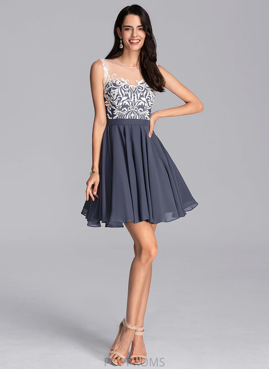 Short/Mini Homecoming Homecoming Dresses Chiffon Dayana Lace A-Line Neck Scoop With Dress