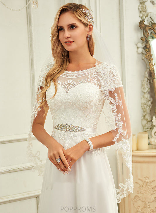 With Lauren Neck Sequins Dress Wedding Dresses A-Line Lace Wedding Chiffon Scoop Floor-Length