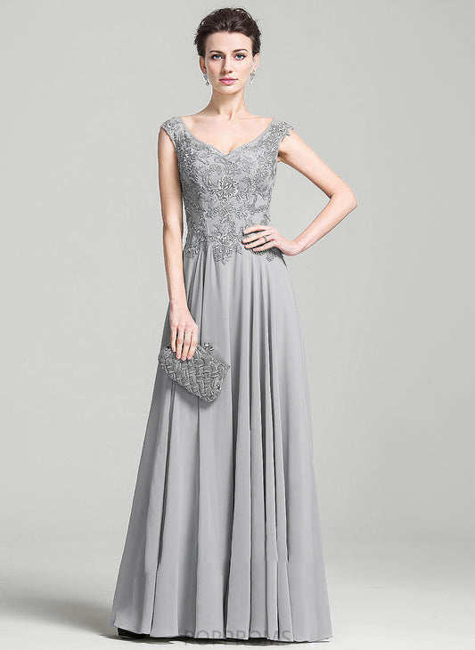 Lace A-Line Appliques With Bride Maritza Chiffon Dress Mother of the Bride Dresses V-neck the Mother of Floor-Length