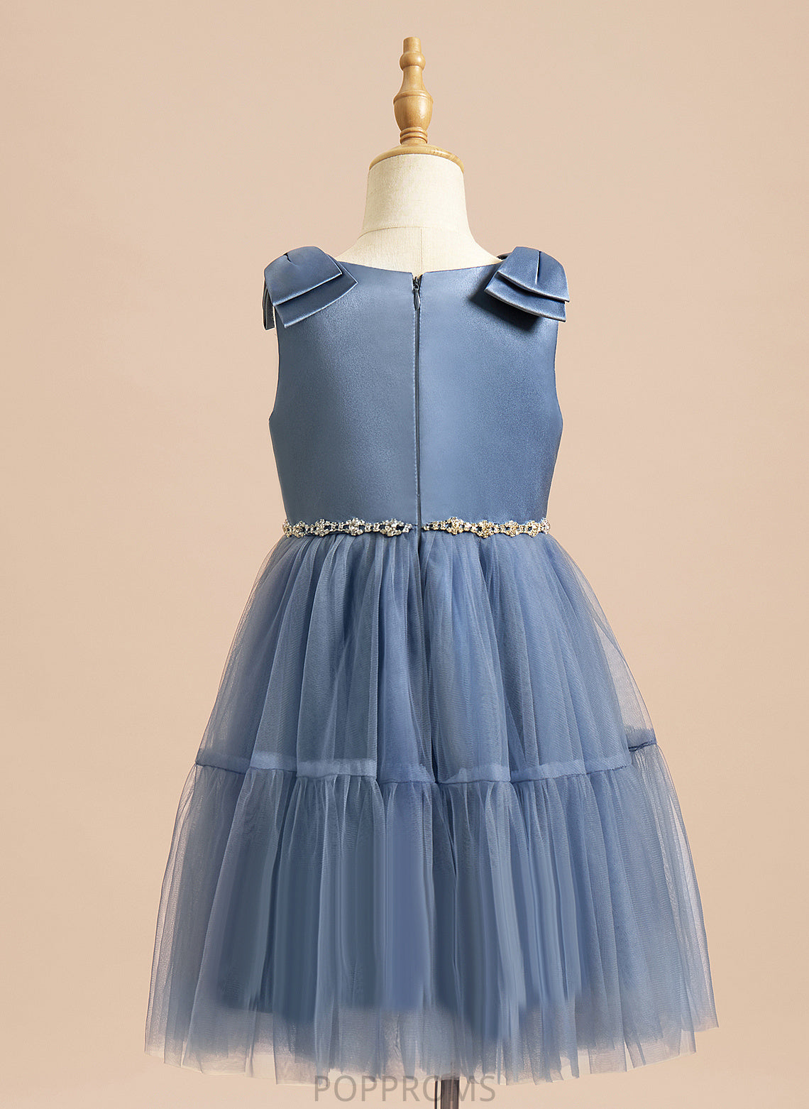 Alia Flower Girl Dresses Girl Dress A-Line Knee-length With Scoop Flower Sleeveless Neck - Satin/Tulle Beading/Bow(s)