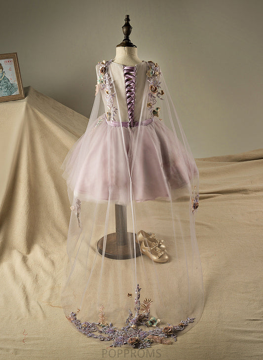 A-Line Sleeveless Knee-length - Flower Girl Dresses Macie V-neck Flower Dress Beading/Flower(s)/Sequins Girl Organza/Tulle With