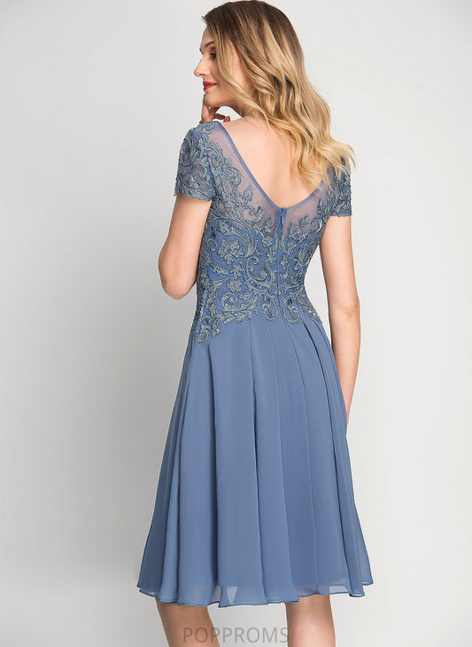 V-neck Chiffon With Sequins Beading A-Line Knee-Length Lace Cocktail Dresses Cocktail Judith Dress